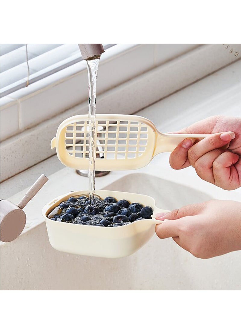 Captaintech Food Strainer Drainer Bowl, Fruit and Vegetable Strainer Best Kitchen Accessories, Drainer Basket with Handle, Washable Fruit and Vegetable Basket, Microwavable Food Organizer Leakable Sieve, White - Image 5