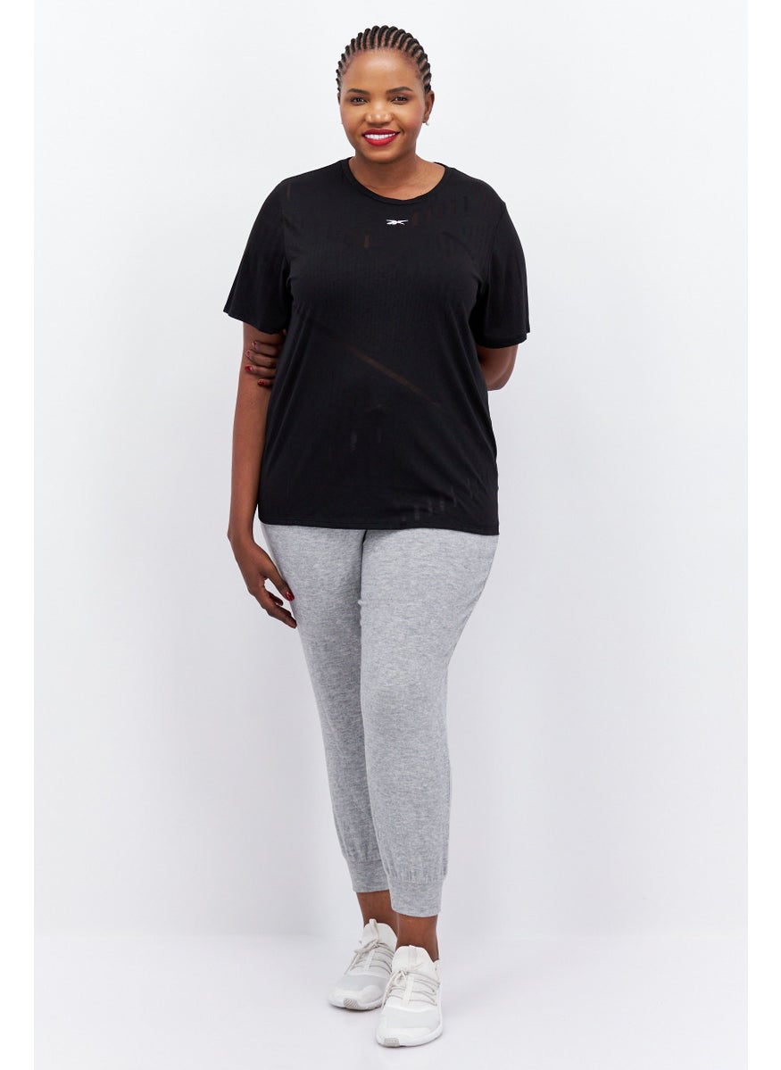 Reebok Women Plus Size Short Sleeve Outdoor T Shirt, Black  - Image 3