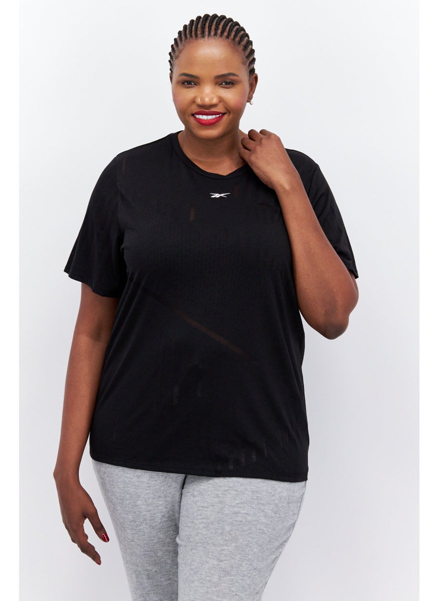 Reebok Women Plus Size Short Sleeve Outdoor T Shirt, Black  - Image 1