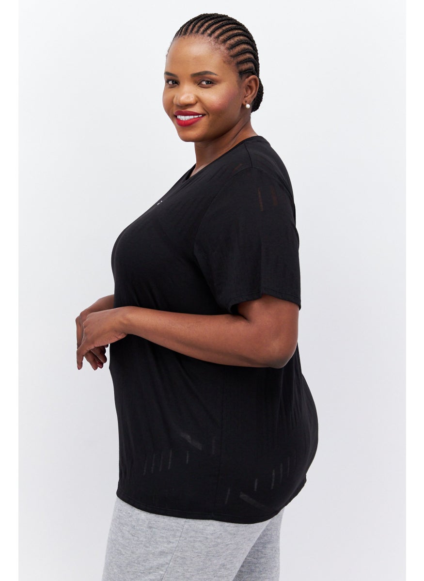 Reebok Women Plus Size Short Sleeve Outdoor T Shirt, Black  - Image 4