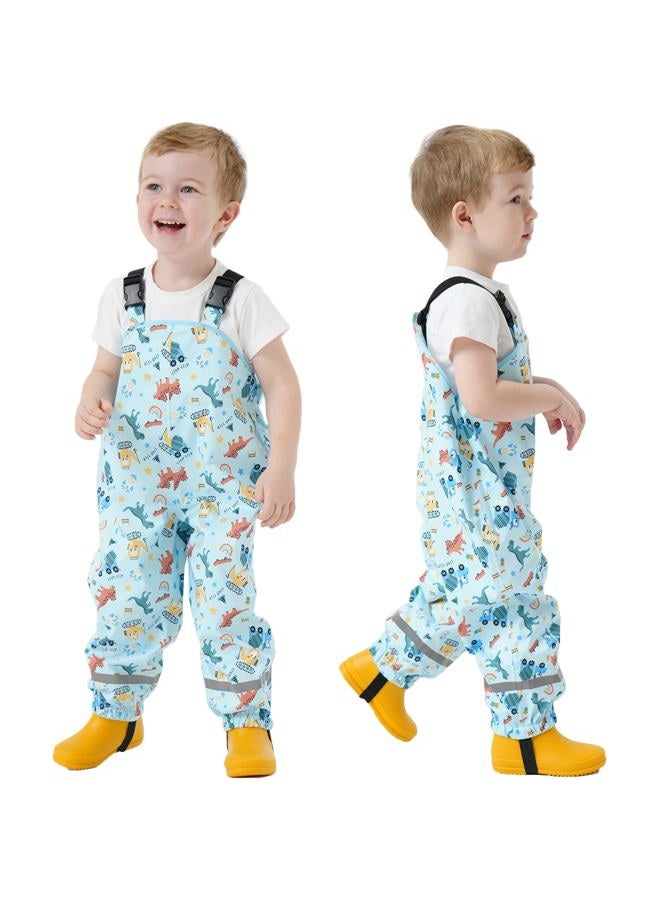 Fewlby Mud Trousers Children's Rain Trousers Rain Dungarees Girls Waterproof Trousers Boys Wind and Waterproof Rain Overall with Foot Straps Reusable Outdoor Rainwear, blue, 2-3 Years - Image 1