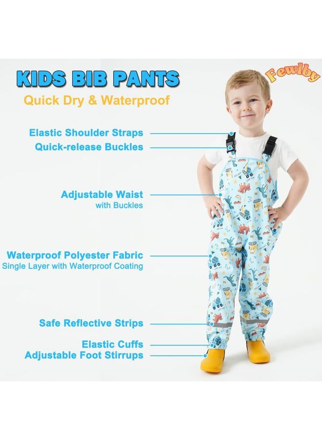 Fewlby Mud Trousers Children's Rain Trousers Rain Dungarees Girls Waterproof Trousers Boys Wind and Waterproof Rain Overall with Foot Straps Reusable Outdoor Rainwear, blue, 2-3 Years - Image 3