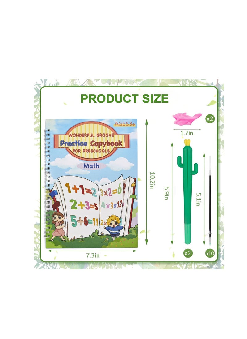 KASTWAVE Magic Practice Copybooks for Kids Reusable Handwriting Workbooks for Preschools Grooves Template Design and Handwriting Aid Practice for Kids Age 3-8 (4 Books with Pens)  - Image 2