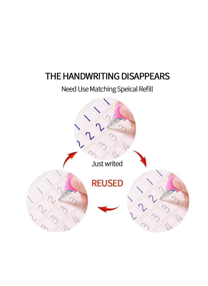 KASTWAVE Magic Practice Copybooks for Kids Reusable Handwriting Workbooks for Preschools Grooves Template Design and Handwriting Aid Practice for Kids Age 3-8 (4 Books with Pens)  - Image 4