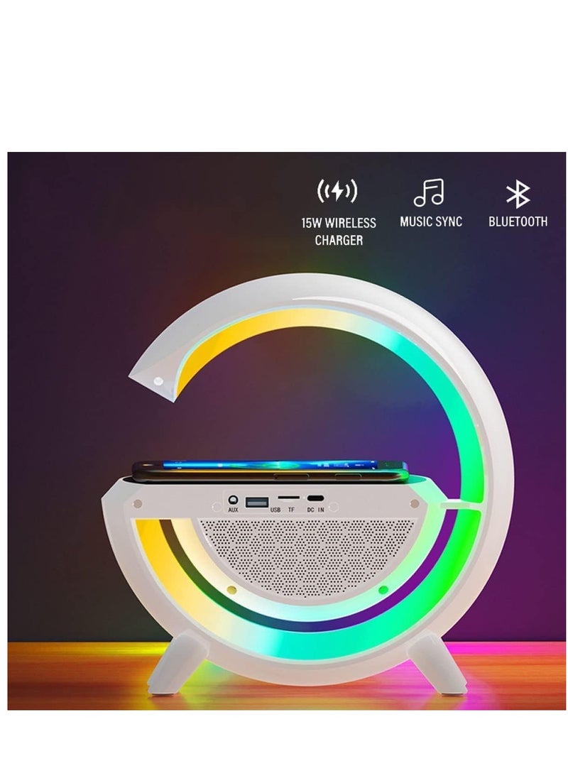 ELTRAZONE - RGB Atmosphere Lamp,Color Changing Mood Light with Wireless Charger, 3 In 1 Dimmable Night Light with with Alarm Clock, Bluetooth Speaker,15w Fast Charger and APP Control for Bedroom, Party - Image 1