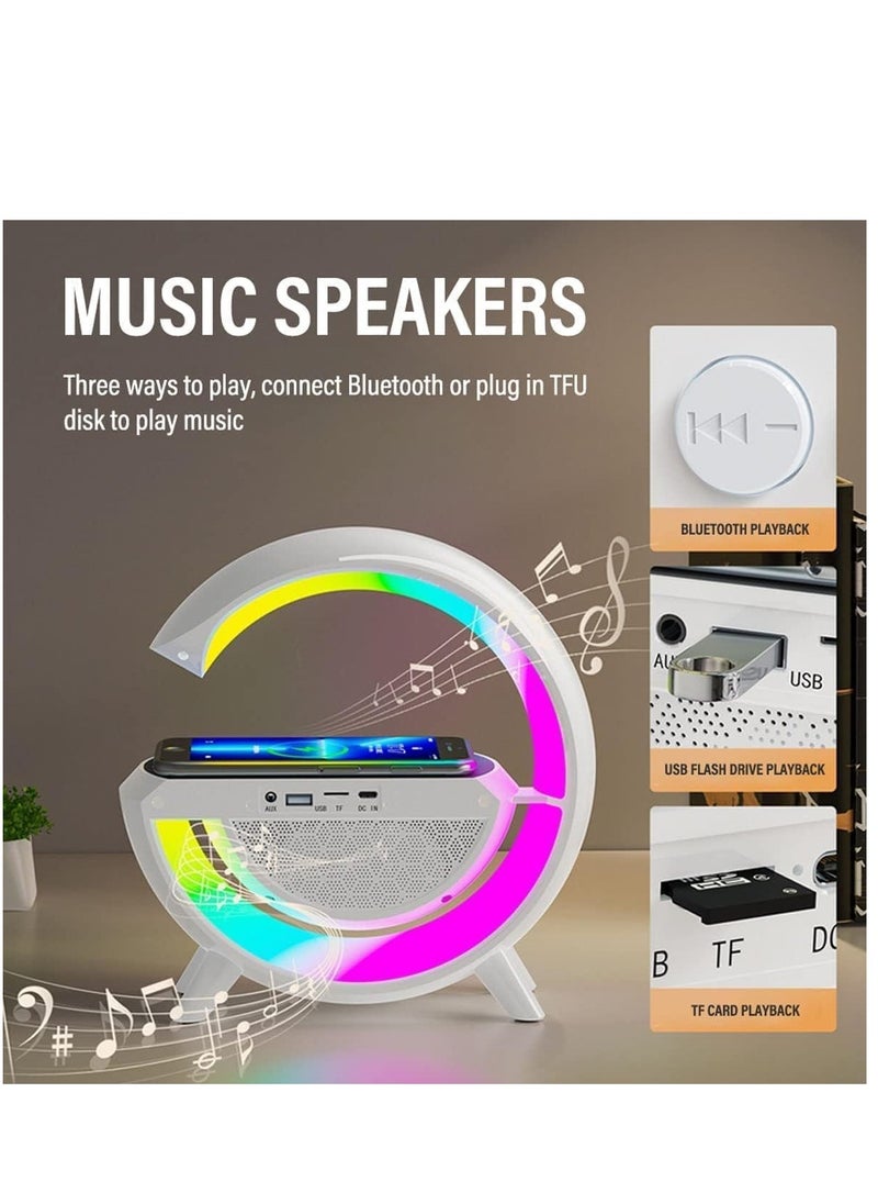 ELTRAZONE - RGB Atmosphere Lamp,Color Changing Mood Light with Wireless Charger, 3 In 1 Dimmable Night Light with with Alarm Clock, Bluetooth Speaker,15w Fast Charger and APP Control for Bedroom, Party - Image 1