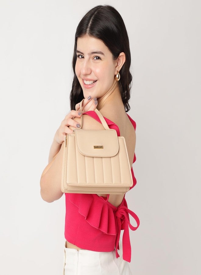 Fastrack PU Quilted Structured Sling Bag with Golden Chain Accent for Women, Girls and Ladies | Comes with a Detachable Sling Strap - Image 2