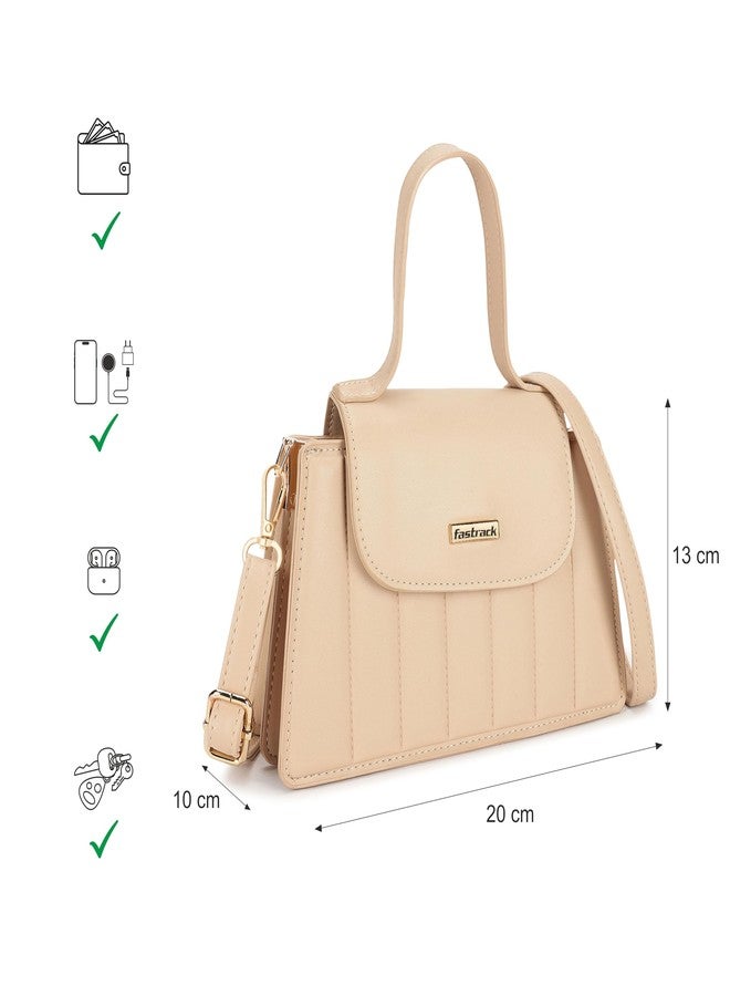 Fastrack PU Quilted Structured Sling Bag with Golden Chain Accent for Women, Girls and Ladies | Comes with a Detachable Sling Strap - Image 4