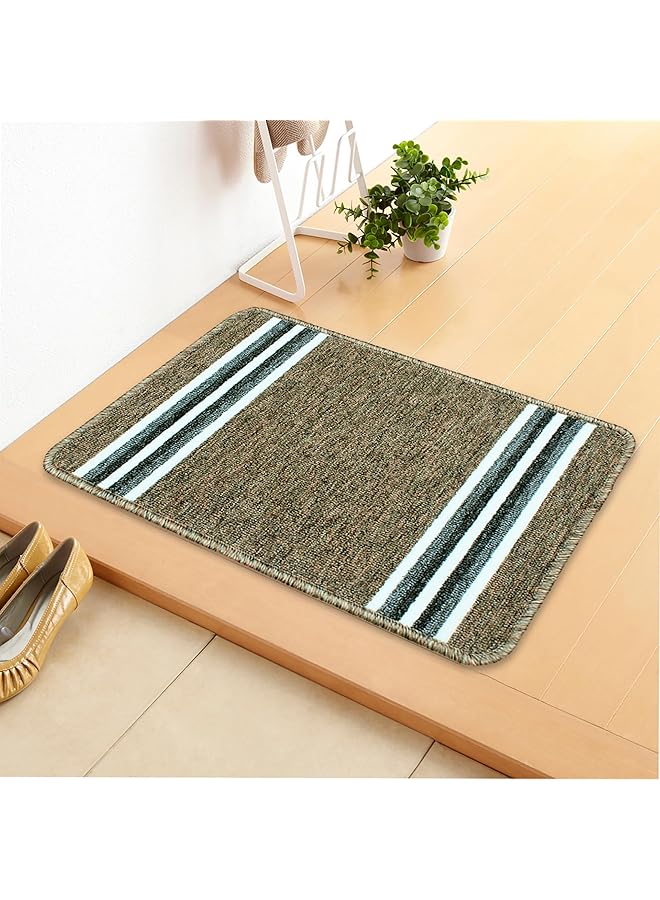 erorex Anti Slip Door Mats 120Gsm Rubber Mat For Floor Floor Mat For Home Kitchen Office 1 Unit Eco Doormat Brown Stripes 37 Cm