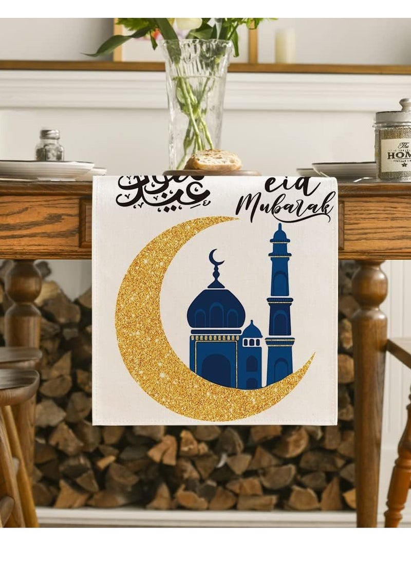 General Eid Mubarak Table Flag Table Runner Ramadan Kareem Table Decorations Star Moon Lantern Ramadan Decor Sets For  Dining Supply  - Image 2