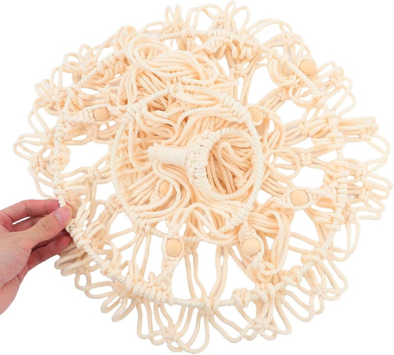 Alipis Hand-Woven Cotton Rope Cat Hammock Bed, Semi-Enclosed Macrame Pet Swing Nest, 30cm Yellow Kitten Hanging Bed for Indoor Cats and Small Pets - Image 3