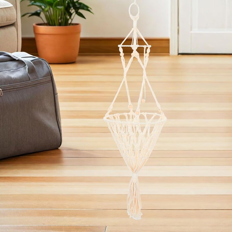 Alipis Hand-Woven Cotton Rope Cat Hammock Bed, Semi-Enclosed Macrame Pet Swing Nest, 30cm Yellow Kitten Hanging Bed for Indoor Cats and Small Pets - Image 4