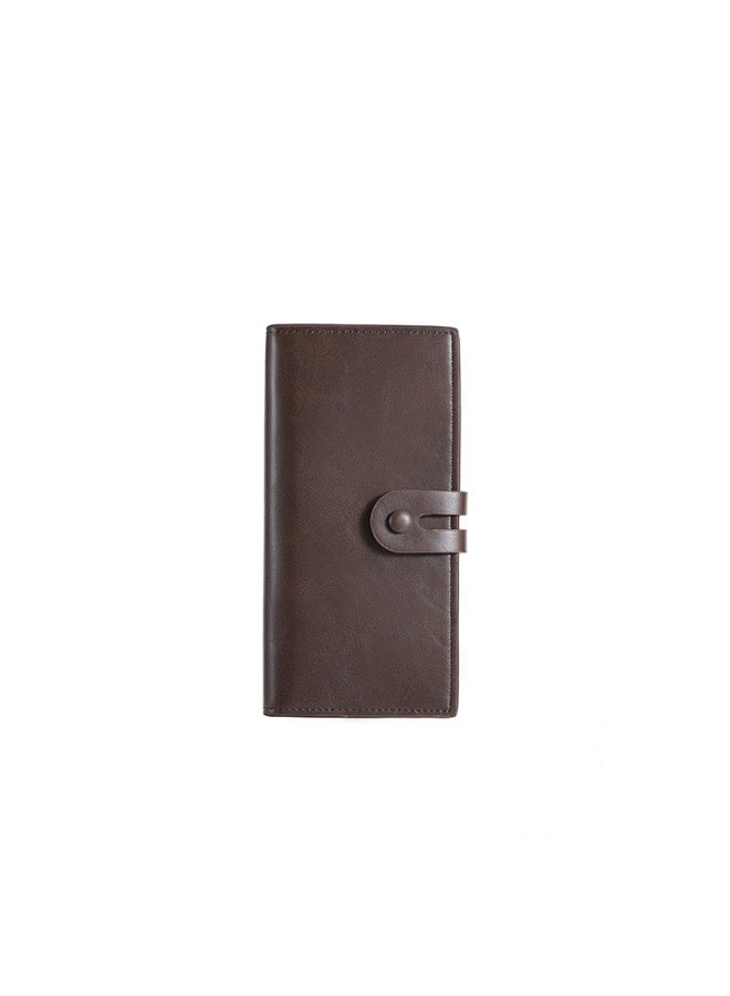 Men's Long Wallet - Fashionable and Minimalist Design with Multiple Card Compartments - Business Suit Bag - Long Business Leather Wallet - Large Capacity Design - Large Capacity Multi-Functional Card Holder and Wallet in One - Men's Leather Wallet - Coffee Brown  - Image 1