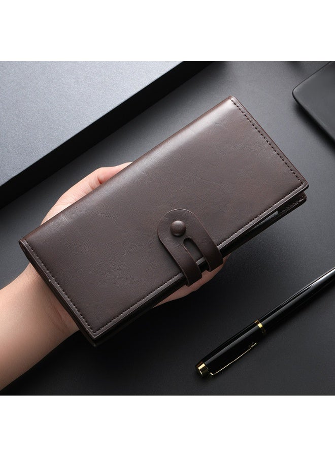 Men's Long Wallet - Fashionable and Minimalist Design with Multiple Card Compartments - Business Suit Bag - Long Business Leather Wallet - Large Capacity Design - Large Capacity Multi-Functional Card Holder and Wallet in One - Men's Leather Wallet - Coffee Brown  - Image 3