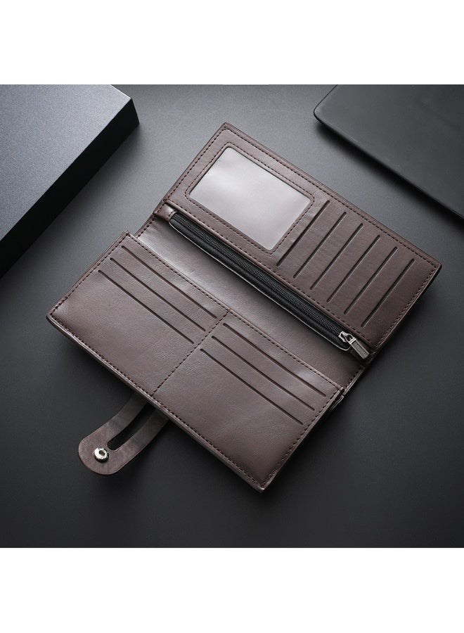 Men's Long Wallet - Fashionable and Minimalist Design with Multiple Card Compartments - Business Suit Bag - Long Business Leather Wallet - Large Capacity Design - Large Capacity Multi-Functional Card Holder and Wallet in One - Men's Leather Wallet - Coffee Brown  - Image 5