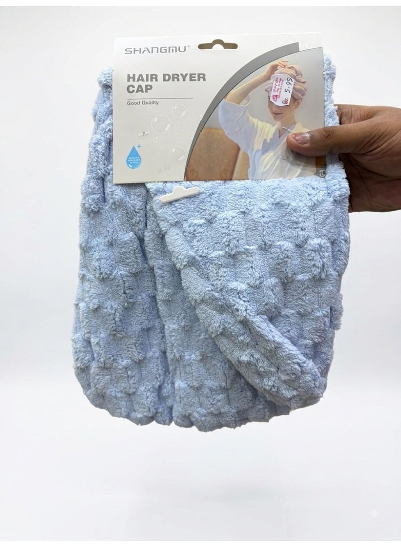 LoomNLayer LoomsNLayer Shangmu Microfiber Hair Drying Turban Cap – Ultra Absorbent Plush Hair Towel Wrap for Women, Quick-Dry Bathroom Cap with Button Closure, Light Blue - Image 1