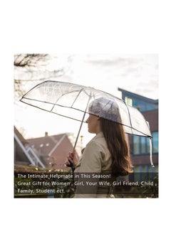 KASTWAVE Folding Umbrellas Travel Umbrella, Transparent Umbrella Pocket Umbrella, Portable Compact Protection, Small Light Weight Waterproof, Rain and Sun Umbrella Elegant Umbrella In Transparent  - Image 2
