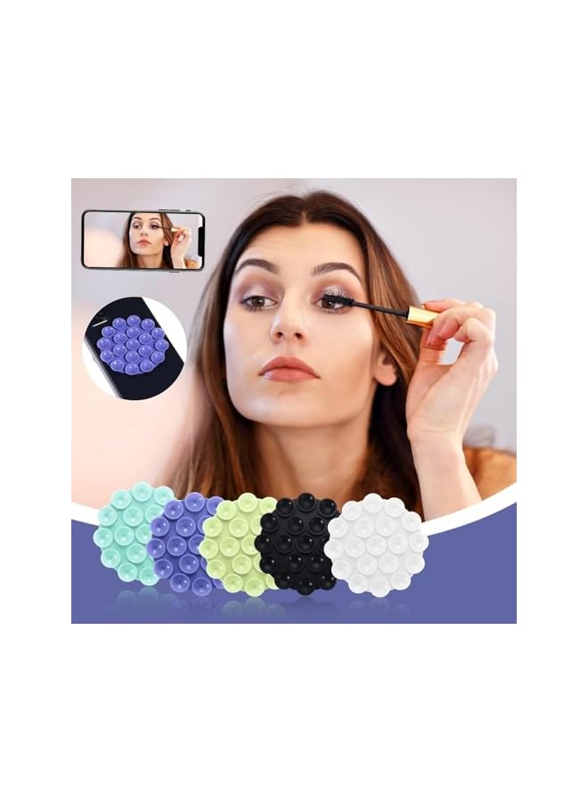 S-TOP Suction Phone Case Mount, 5 PCS Double Sided Adhesive Silicone Holder, Strong Suction Cup Phone Mount for Mirror Shower Car Selfies, Universal Phone Case Accessory - Image 4