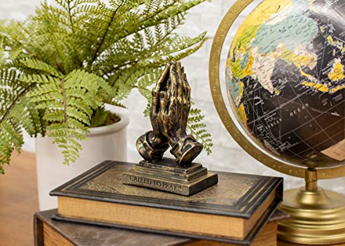 Dicksons Called to Pray Praying Hands 5 x 3.25 Antique Bronzetone Resin Stone Table Figurine - Image 2