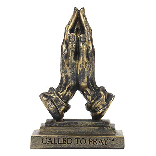 Dicksons Called to Pray Praying Hands 5 x 3.25 Antique Bronzetone Resin Stone Table Figurine - Image 5