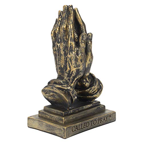 Dicksons Called to Pray Praying Hands 5 x 3.25 Antique Bronzetone Resin Stone Table Figurine - Image 1