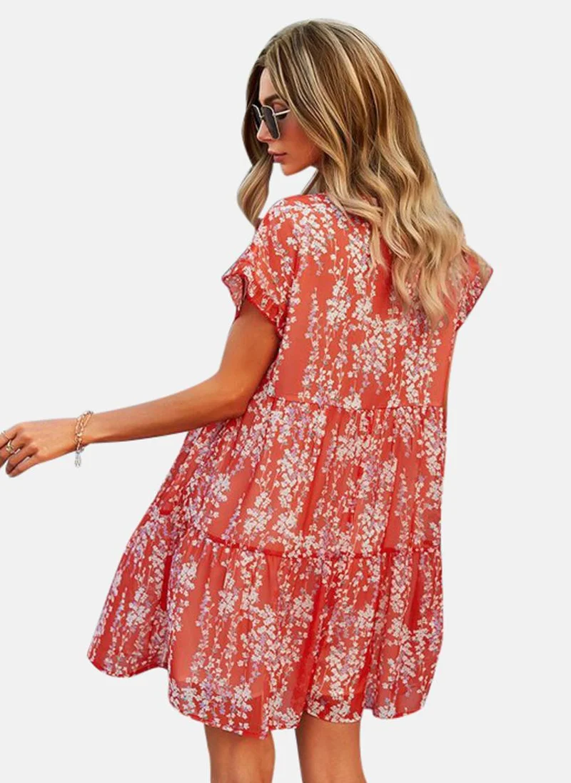 يونيكي Brown Printed Fit and Flare Above Knee Dress
