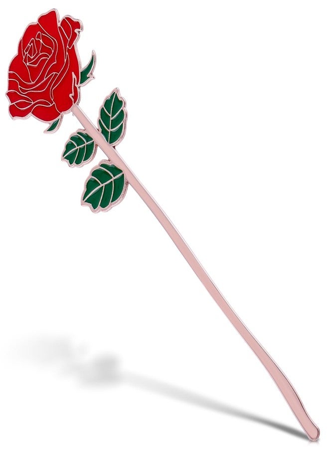 simarro Metal Rose Bookmark, Flower Book Page Holder for Reading Lovers, Cute Bookmarks Gift for Teacher Appreciation Gifts Valentine Mother's Day Thanksgiving Gift for Women Girls(Red) - Image 1