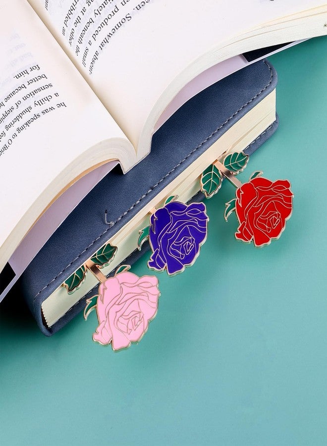 simarro Metal Rose Bookmark, Flower Book Page Holder for Reading Lovers, Cute Bookmarks Gift for Teacher Appreciation Gifts Valentine Mother's Day Thanksgiving Gift for Women Girls(Red) - Image 2