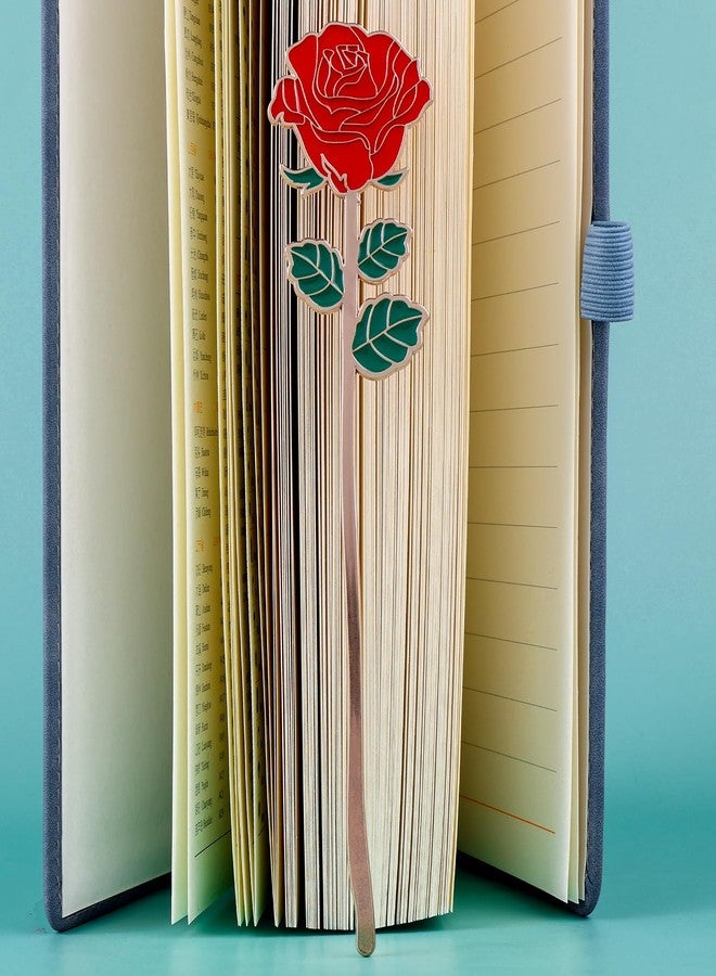 simarro Metal Rose Bookmark, Flower Book Page Holder for Reading Lovers, Cute Bookmarks Gift for Teacher Appreciation Gifts Valentine Mother's Day Thanksgiving Gift for Women Girls(Red) - Image 5