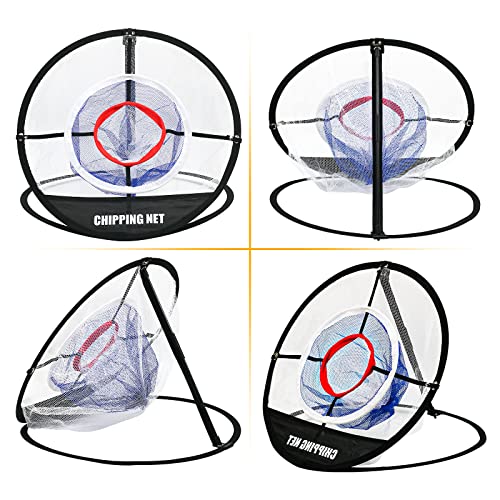 Bac-kitchen Pop Up Golf Chipping Net with Hitting Mat, Golf Target Chipping Net Collapsible 8 Practice Balls 4 Tees Rubber Tee Holder Fixed Tools for Indoor Outdoor Swing (Net+Mat) - Image 3
