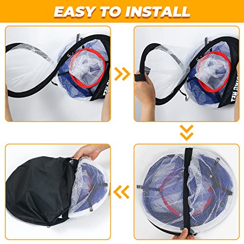Bac-kitchen Pop Up Golf Chipping Net with Hitting Mat, Golf Target Chipping Net Collapsible 8 Practice Balls 4 Tees Rubber Tee Holder Fixed Tools for Indoor Outdoor Swing (Net+Mat) - Image 5