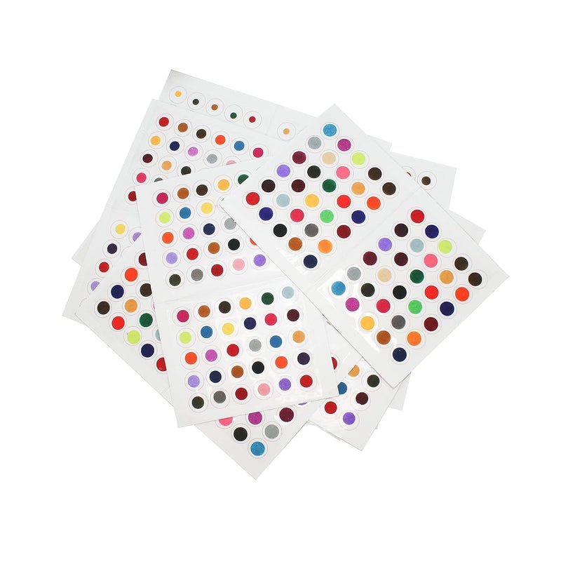 IS4A 360pc Multicolor Bindi Bollywood Forehead Stickers Adhesive Body 6 Card of Different Sized Velvet Bindi Round Dot Tattoo Premium Bindi for Women Set of 360 PCS