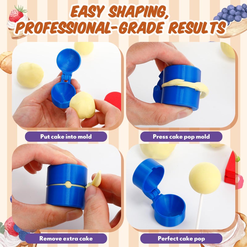 Yiyiring 2 Pcs Round and Disc Cake Pop Mold Shapes Press Set, Valentine's Day Sphere and Disc Cake Pop Cutter and Pusher, Baking Tools Accessories for Home Baking, Birthday Parties, Wedding Desserts - Image 5