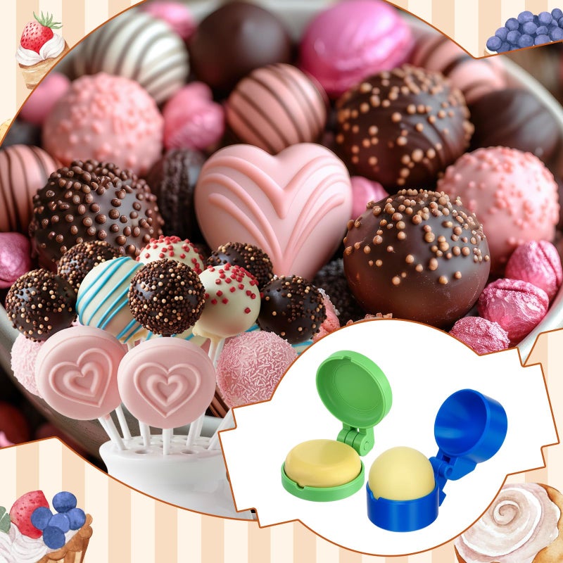 Yiyiring 2 Pcs Round and Disc Cake Pop Mold Shapes Press Set, Valentine's Day Sphere and Disc Cake Pop Cutter and Pusher, Baking Tools Accessories for Home Baking, Birthday Parties, Wedding Desserts - Image 4