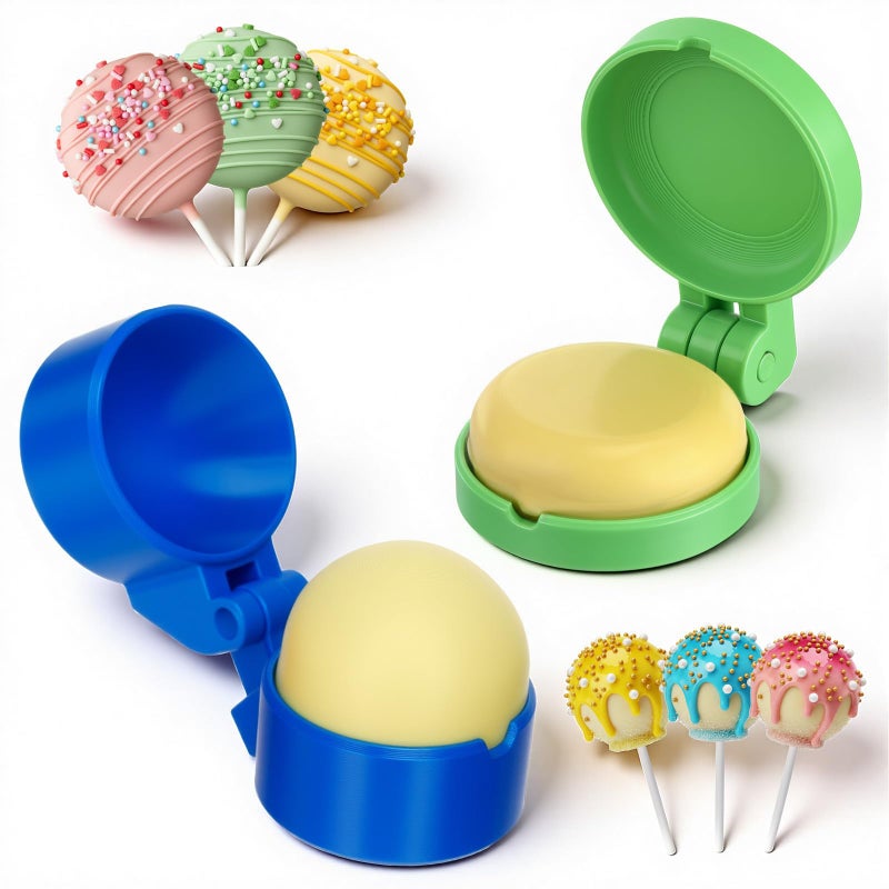 Yiyiring 2 Pcs Round and Disc Cake Pop Mold Shapes Press Set, Valentine's Day Sphere and Disc Cake Pop Cutter and Pusher, Baking Tools Accessories for Home Baking, Birthday Parties, Wedding Desserts - Image 1