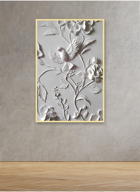 Canvas Wall Art For Wall Decoration Abstract Design With A Hollow Golden Frame Size 120x80cm One Piece