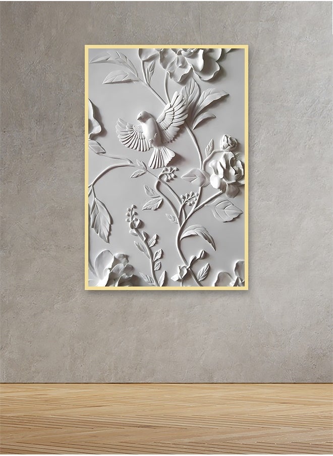 Canvas Wall Art For Wall Decoration Abstract Design With A Hollow Golden Frame Size 120x80cm One Piece