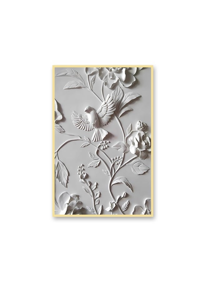Canvas Wall Art For Wall Decoration Abstract Design With A Hollow Golden Frame Size 120x80cm One Piece