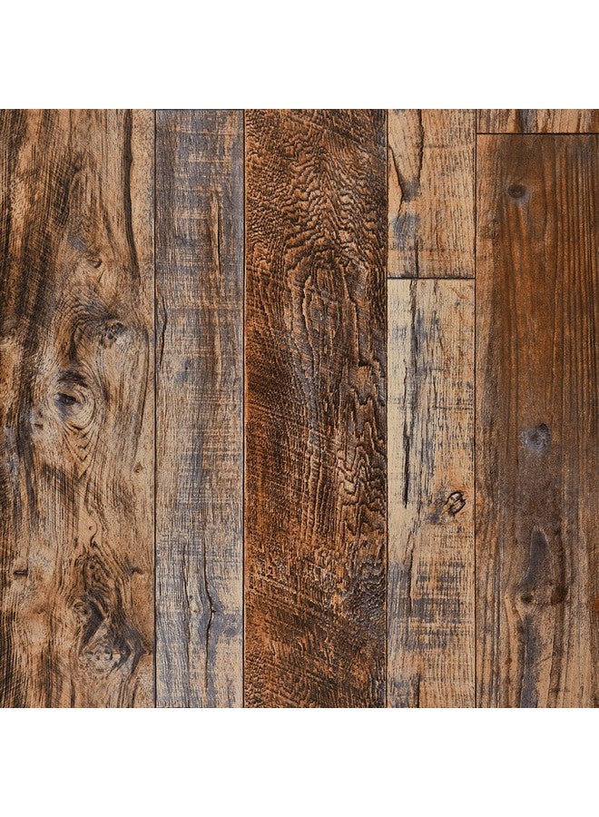 WENMER 11.8" x 78.7" Brown Wood Peel and Stick Wallpaper Shiplap Self Adhesive Wallpaper Wood Plank Wallpaper for Cabinet Countertop Shelf Drawer Wall Door - Image 1
