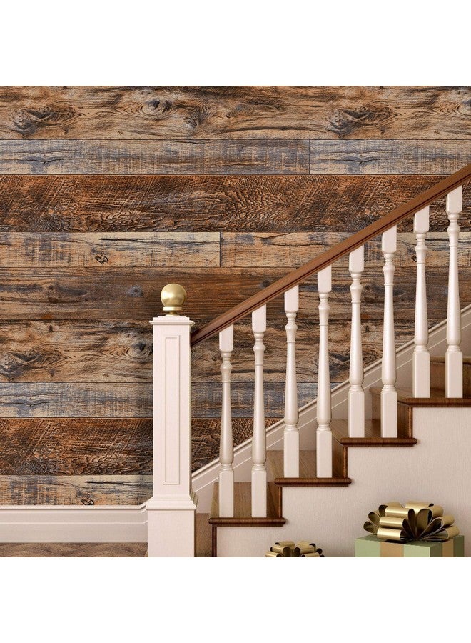 WENMER 11.8" x 78.7" Brown Wood Peel and Stick Wallpaper Shiplap Self Adhesive Wallpaper Wood Plank Wallpaper for Cabinet Countertop Shelf Drawer Wall Door - Image 3