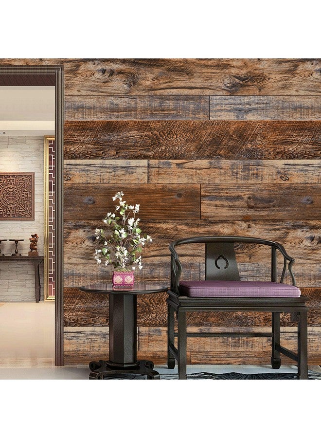 WENMER 11.8" x 78.7" Brown Wood Peel and Stick Wallpaper Shiplap Self Adhesive Wallpaper Wood Plank Wallpaper for Cabinet Countertop Shelf Drawer Wall Door - Image 2