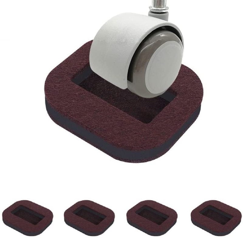 Felt Furniture Caster Cups 15 Pack 3.2x2.8x0.6 Inches High-Density Felt Wheel Stoppers - Brown Floor Protectors for Hardwood Tile Carpet - Image 1