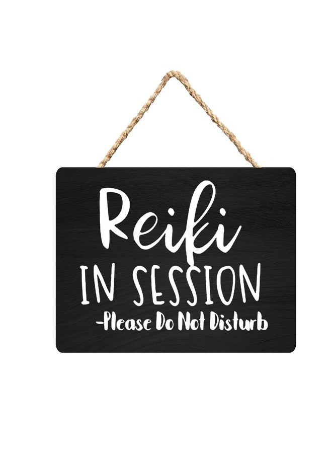 Licpact Reiki in Session Wood Sign Reiki Decor Wall Door Hanger Handmade Sign Do Not Disturb Rustic Wood Wall Sign Wooden Hanging Plaque Farmhouse Wall Art for Home Living Room12x6 Inch - Image 1