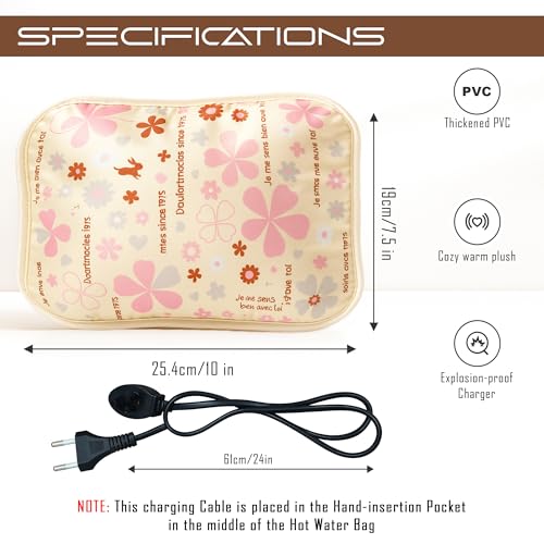 SCUD Premium Electric Hot Water Bag for Pain Relief | Fast Heating | Auto Shut-Off Protection | Thick PVC, Leak & Explosion Proof | Long Heat Preservation | Cozy Plush Fabric | 19 × 25.4 cm (Peach - Pain Away) - Image 2