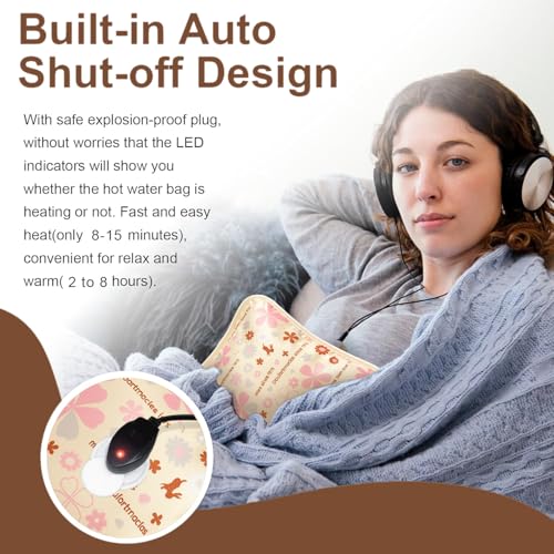 SCUD Premium Electric Hot Water Bag for Pain Relief | Fast Heating | Auto Shut-Off Protection | Thick PVC, Leak & Explosion Proof | Long Heat Preservation | Cozy Plush Fabric | 19 × 25.4 cm (Peach - Pain Away) - Image 4