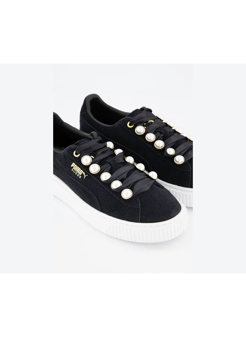 PUMA - Women Suede Platform Bling Shoes, Black - Image 1
