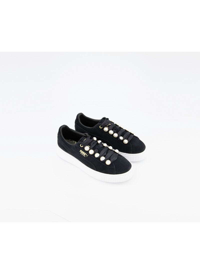PUMA - Women Suede Platform Bling Shoes, Black - Image 1