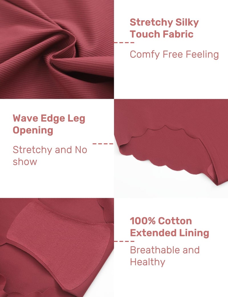 Caterlove Women's High Waisted Seamless Underwear No Show Wave Edge Bikini Panties Full Coverage Hipster 6 Pack (A, Large) - Image 5
