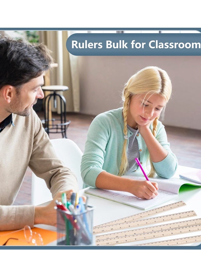مجموعة من 10 مساطر خشبية بطول 12 بوصة، مساطر قياس خشبية بالجملة للطلاب والمعلمين في الفصول الدراسية، مقياسان - Image 5