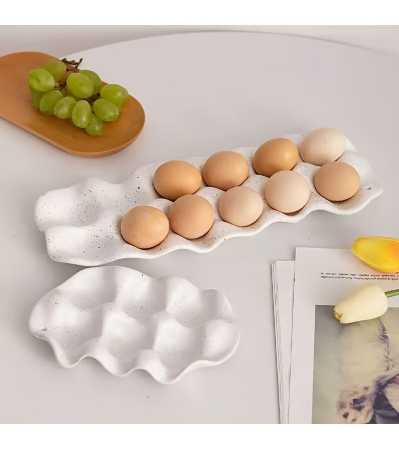Simple White Porcelain Egg Tray Kitchen Organizer Fresh Keeping Box - Image 3